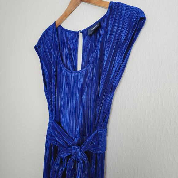 Maeve Anthropologie Sonata Blue Pleated One Piece Wide Leg Jumpsuit - Picture 9 of 12